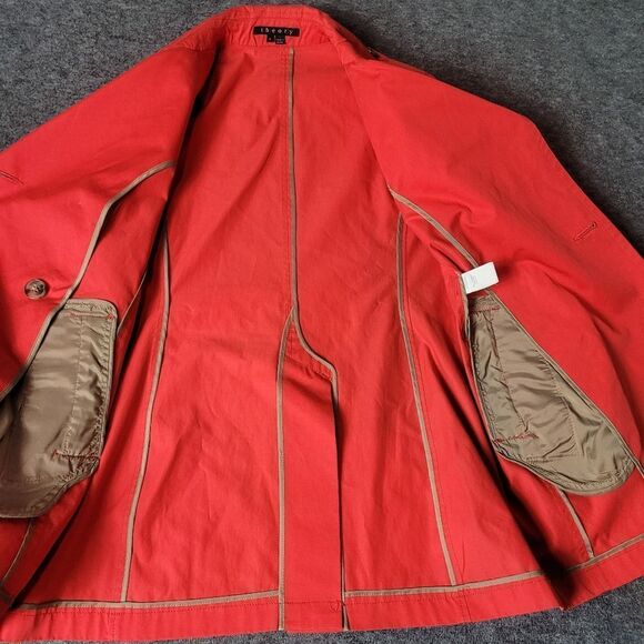 Theory Trench Coat Womens Size P Petite Double Breasted Orange Jacket - Picture 11 of 14